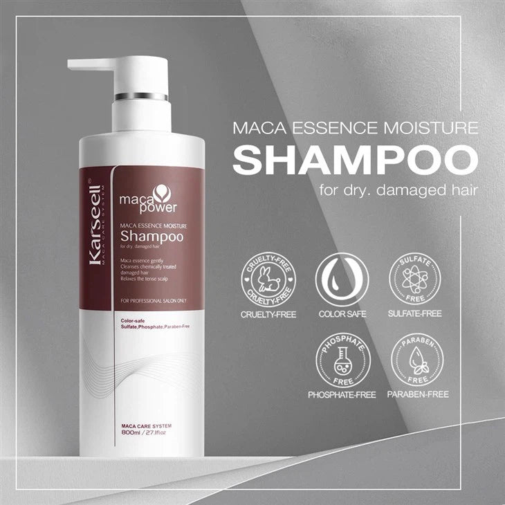 Karseell™ Champú de aceite de Argán y Maca, 💧HIDRATANTE Y ♨️REPARADOR PROFUNDO💃